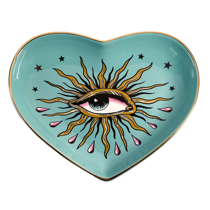 Pop Art Heart Ceramic Dish, Blue