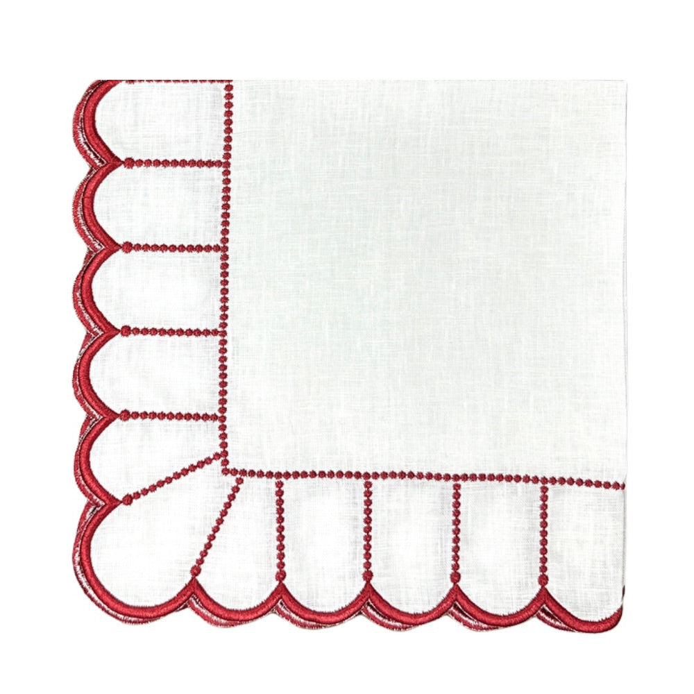 Pippa Napkins, White & Red, Set of 4