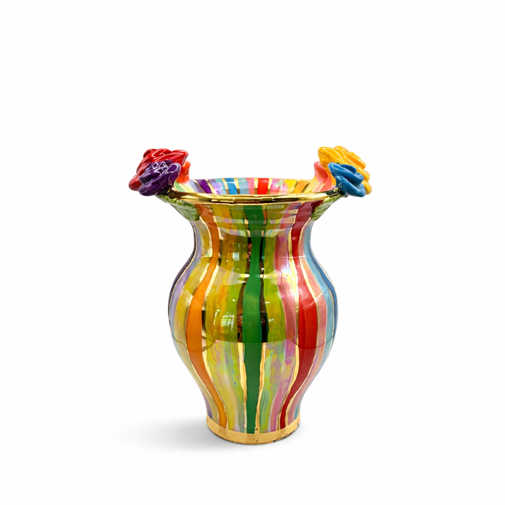 Mary Rose Young Small Fat Vase, Multi Stripe