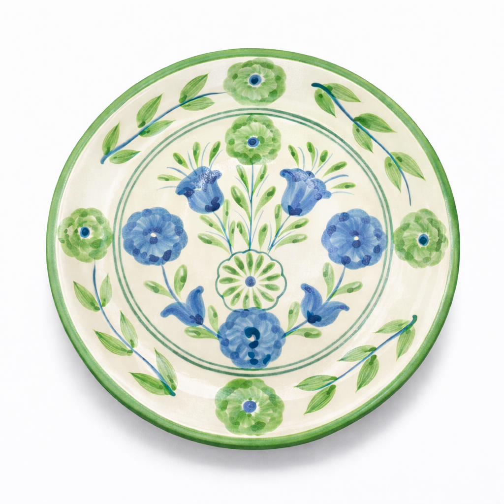 Francesca Dinner Plate, Green & Blue