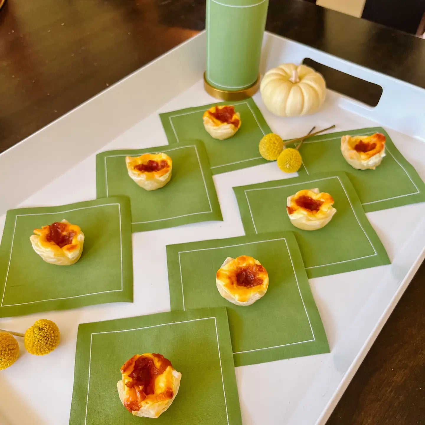 Warm Green Disposable Cotton Cocktail Napkins