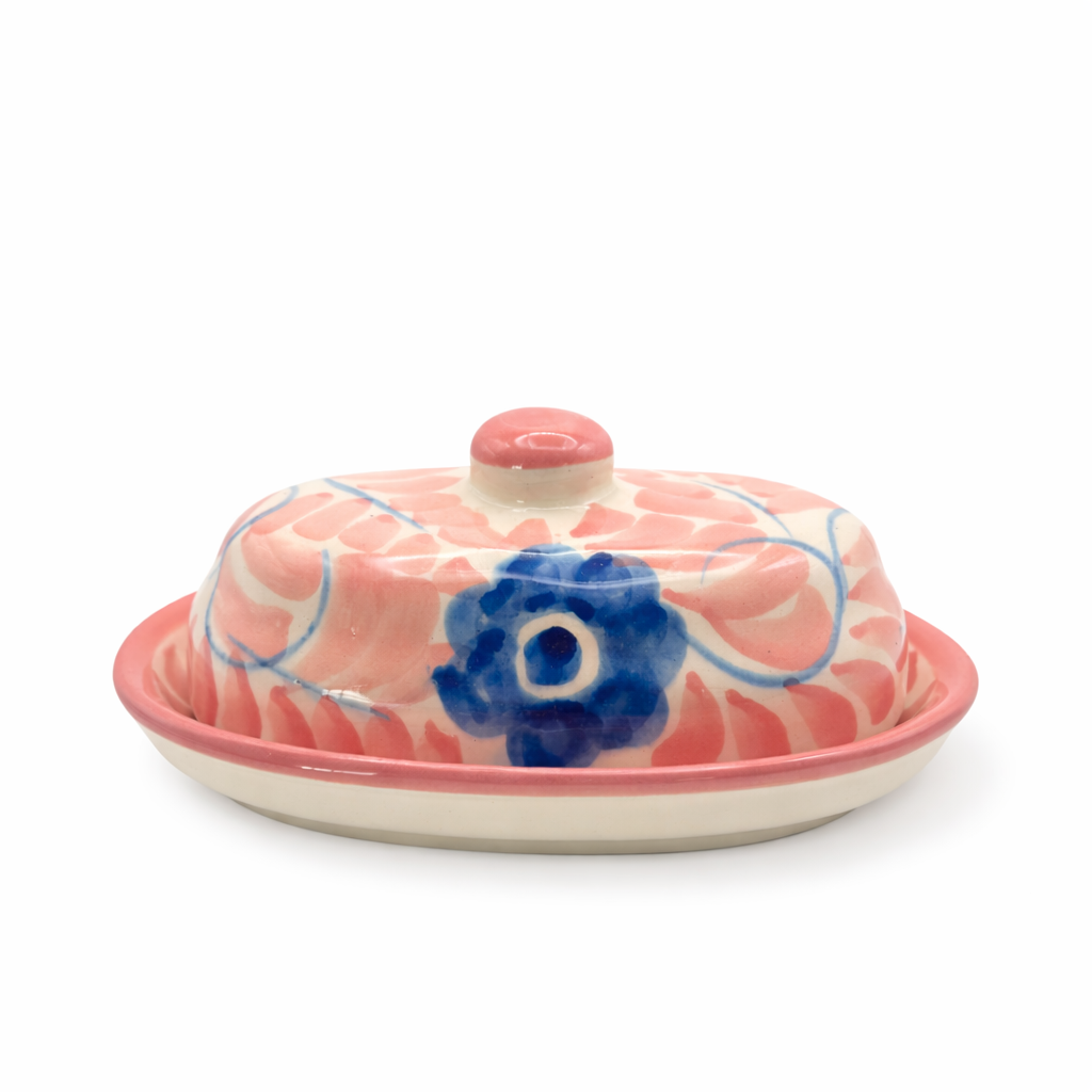 Dos Flores Blush & Denim Butter Dish