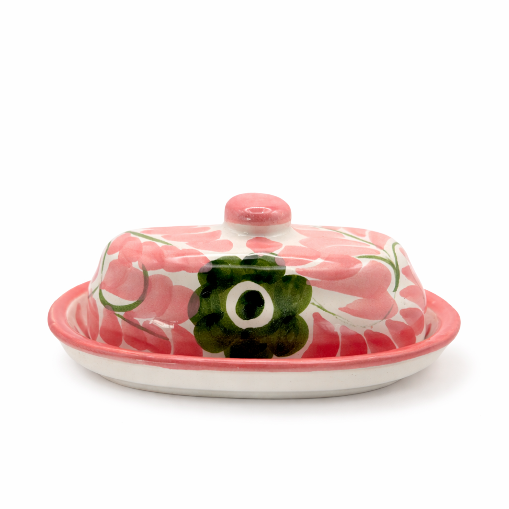 Dos Flores Blush & Green Butter Dish