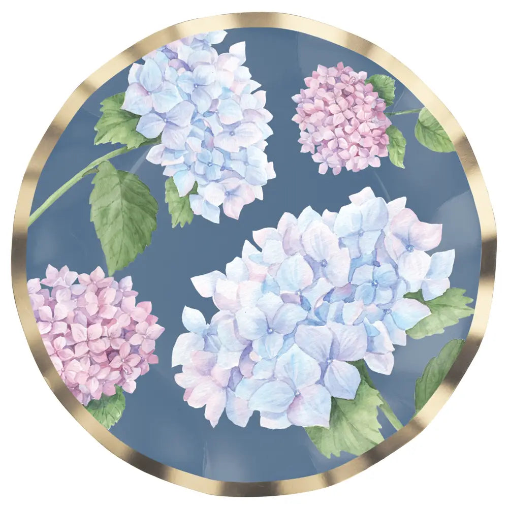 Hydrangea Wavy Paper Salad Plate, Pack of 8