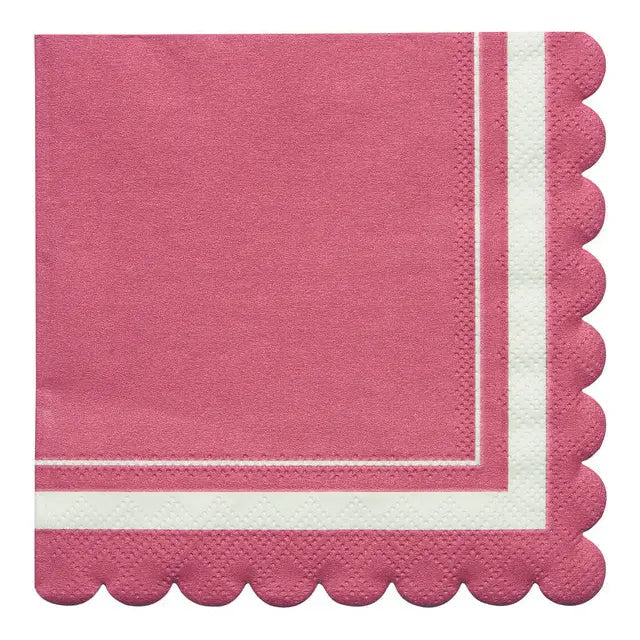Scalloped Edge Paper Cocktail Napkins, Berry