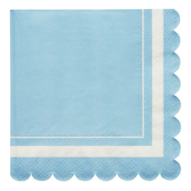 Scalloped Edge Paper Cocktail Napkins, Sky