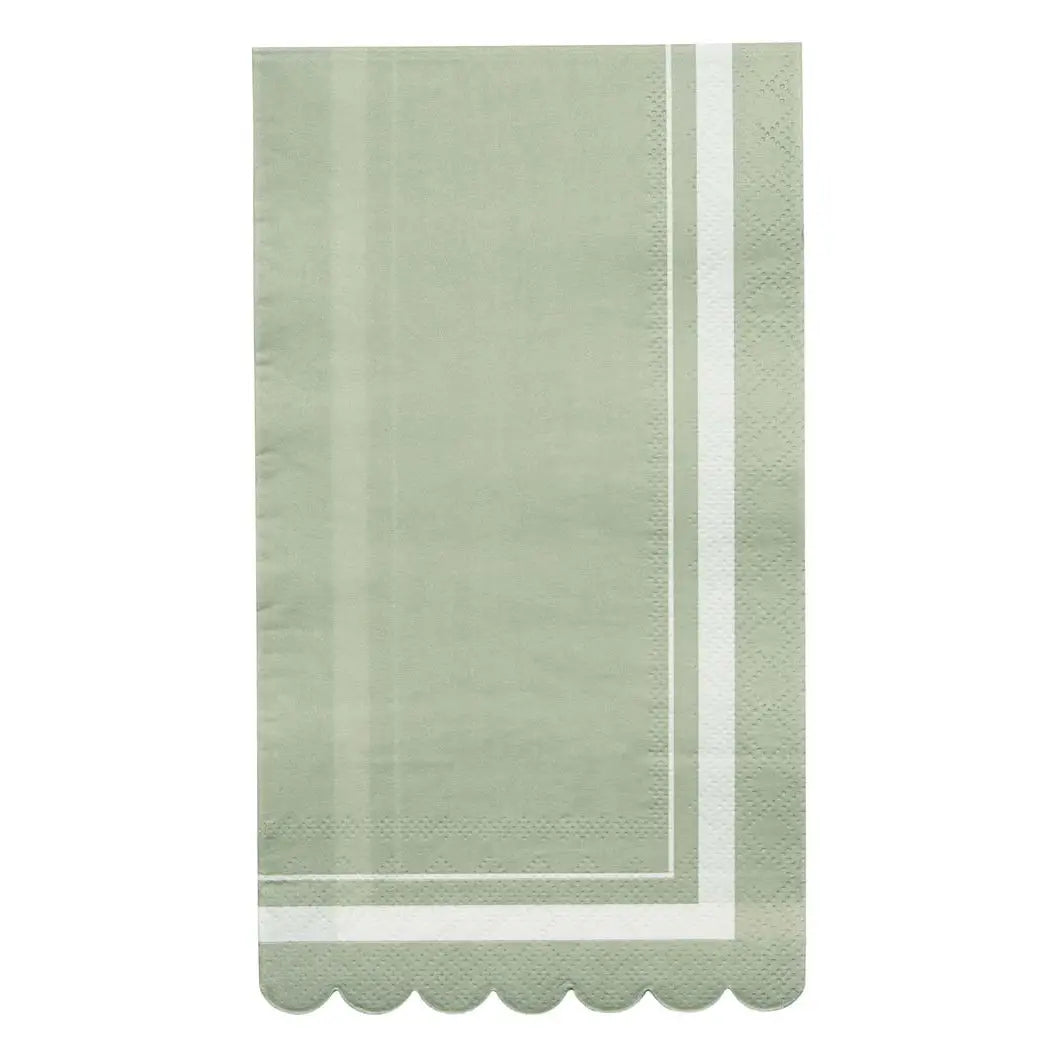 Scalloped Edge Paper Guest Towel Napkins, Sage