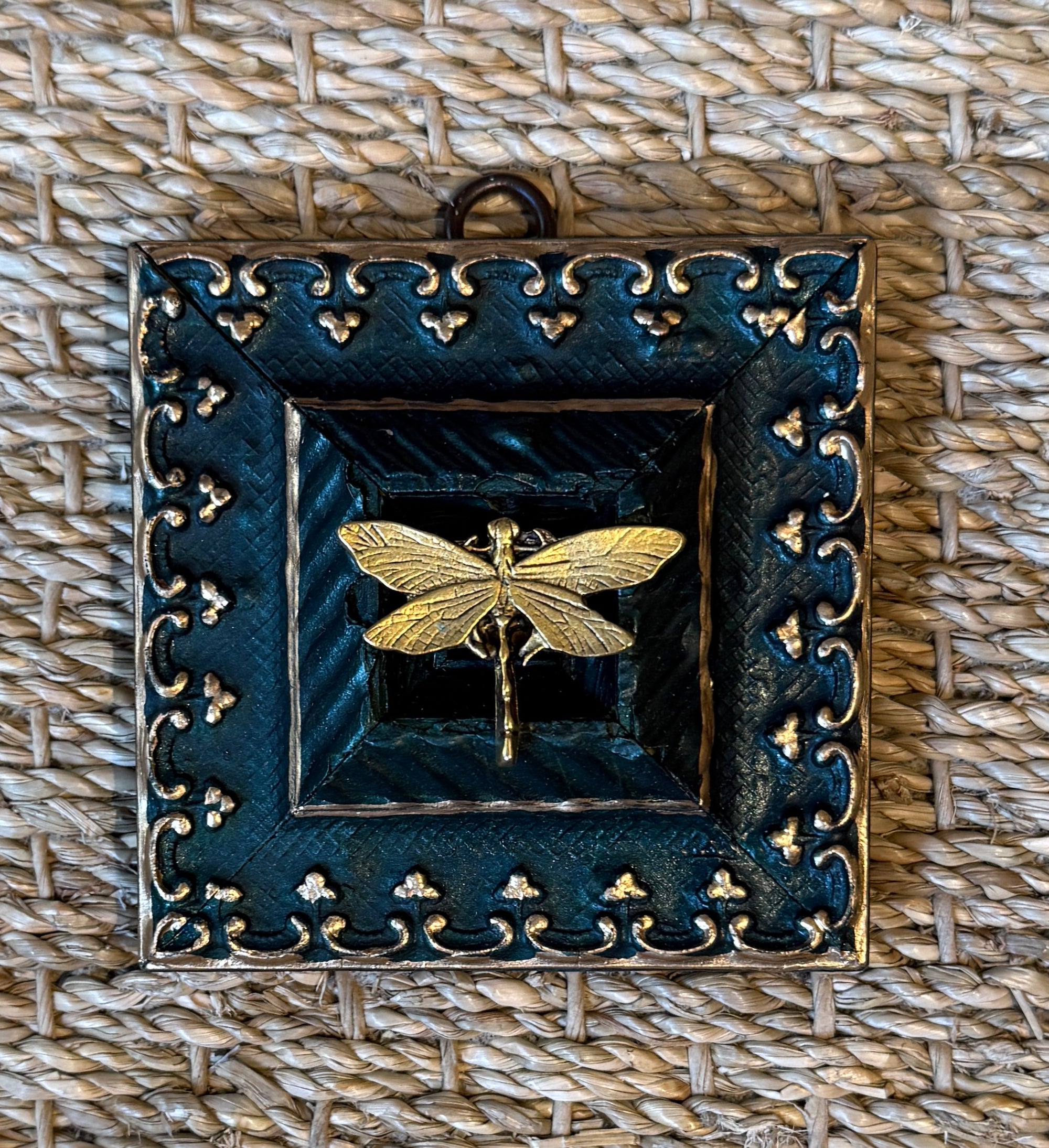 Museum Bee, Painted Frame with Dragonfly