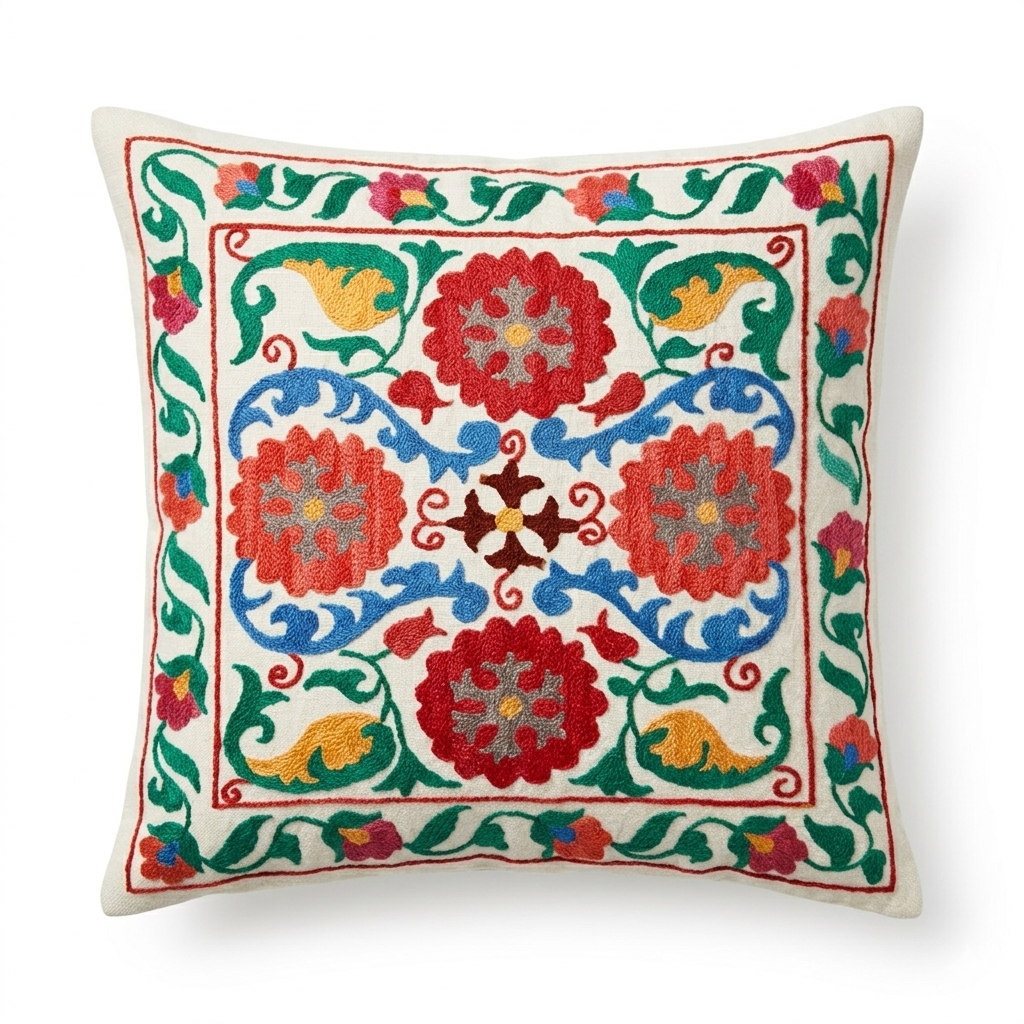 Suzani Decorative Pillow, One of a Kind
