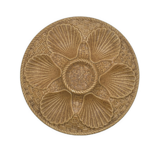 Vintage French Scallop Oyster Plate, Terracotta