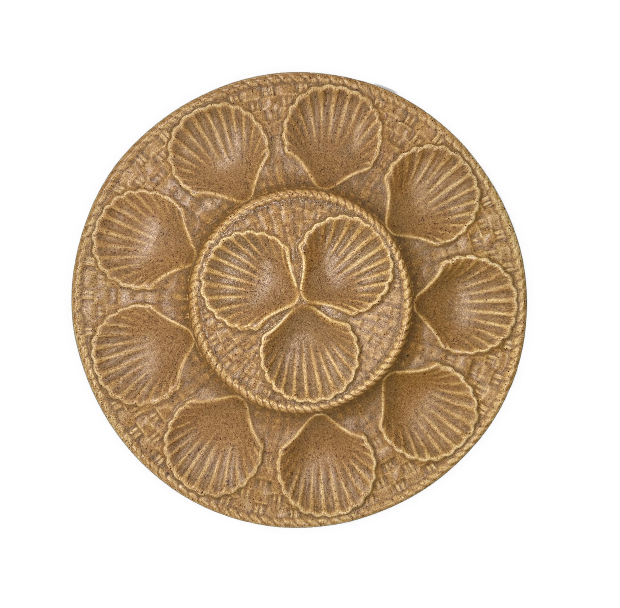 Vintage French Scallop Oyster Platter, Terracotta