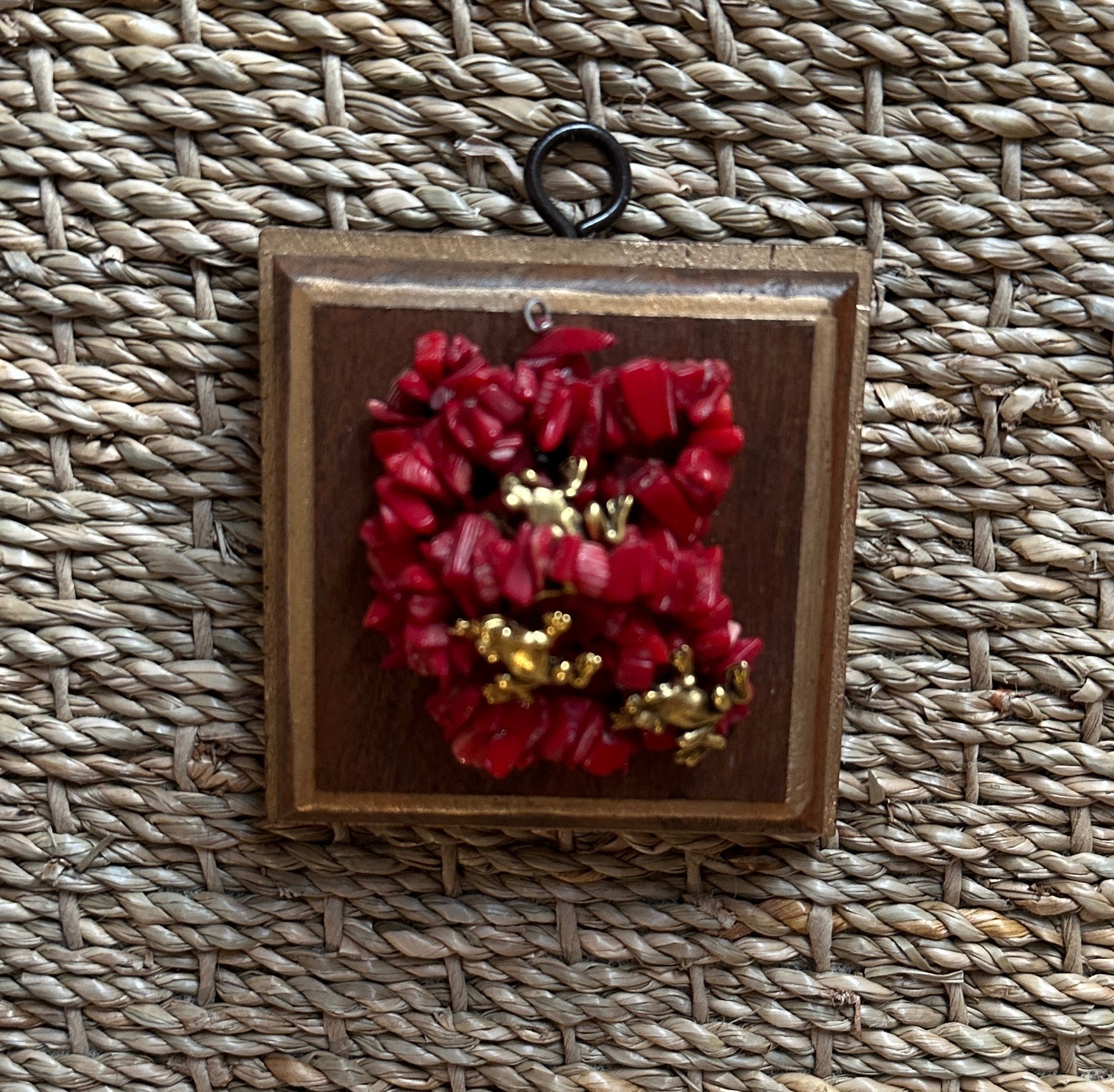 Museum Bee, Cherry Frame with Frogs on Necklace