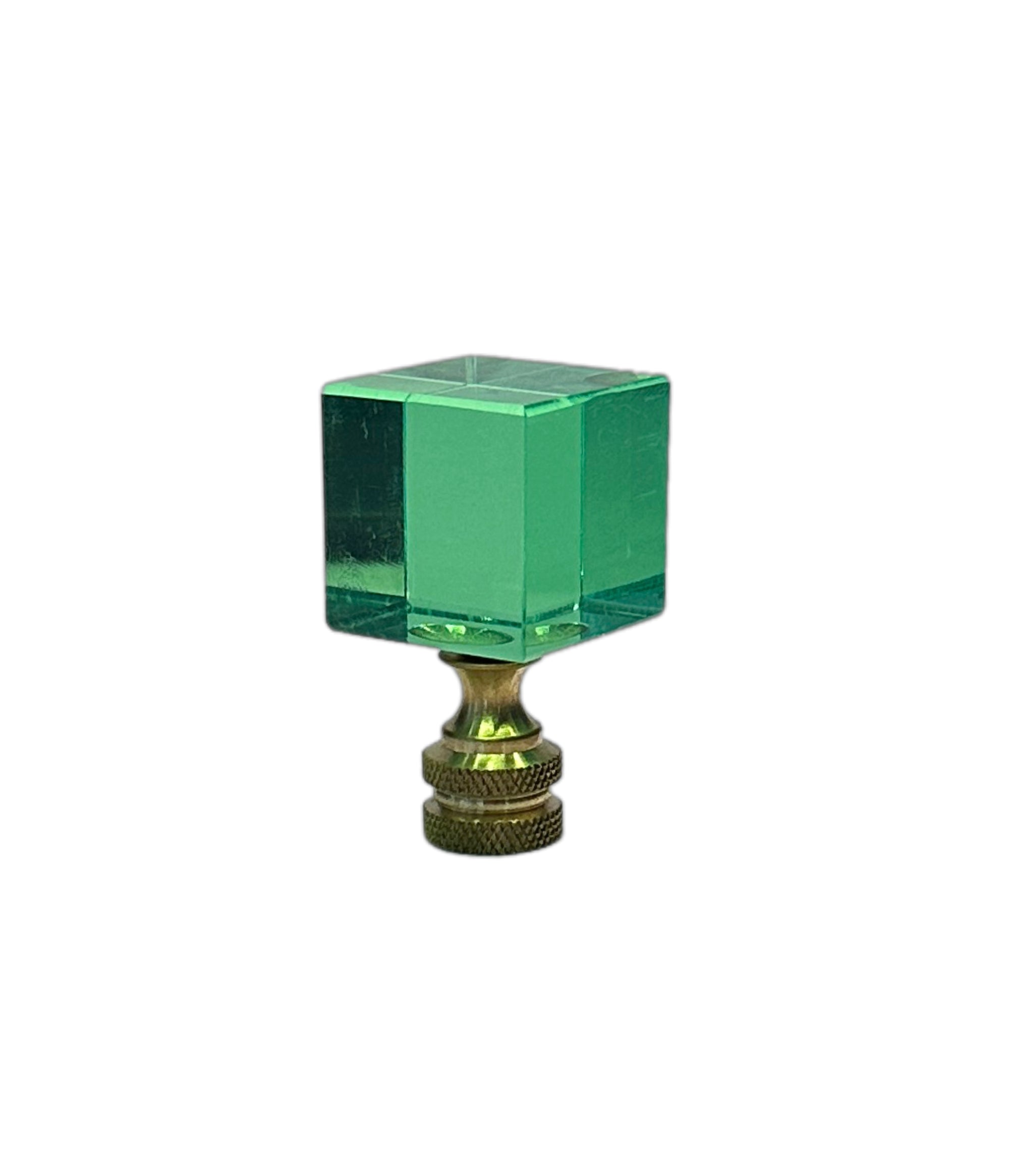 Acrylic Cube Finial, Malachite