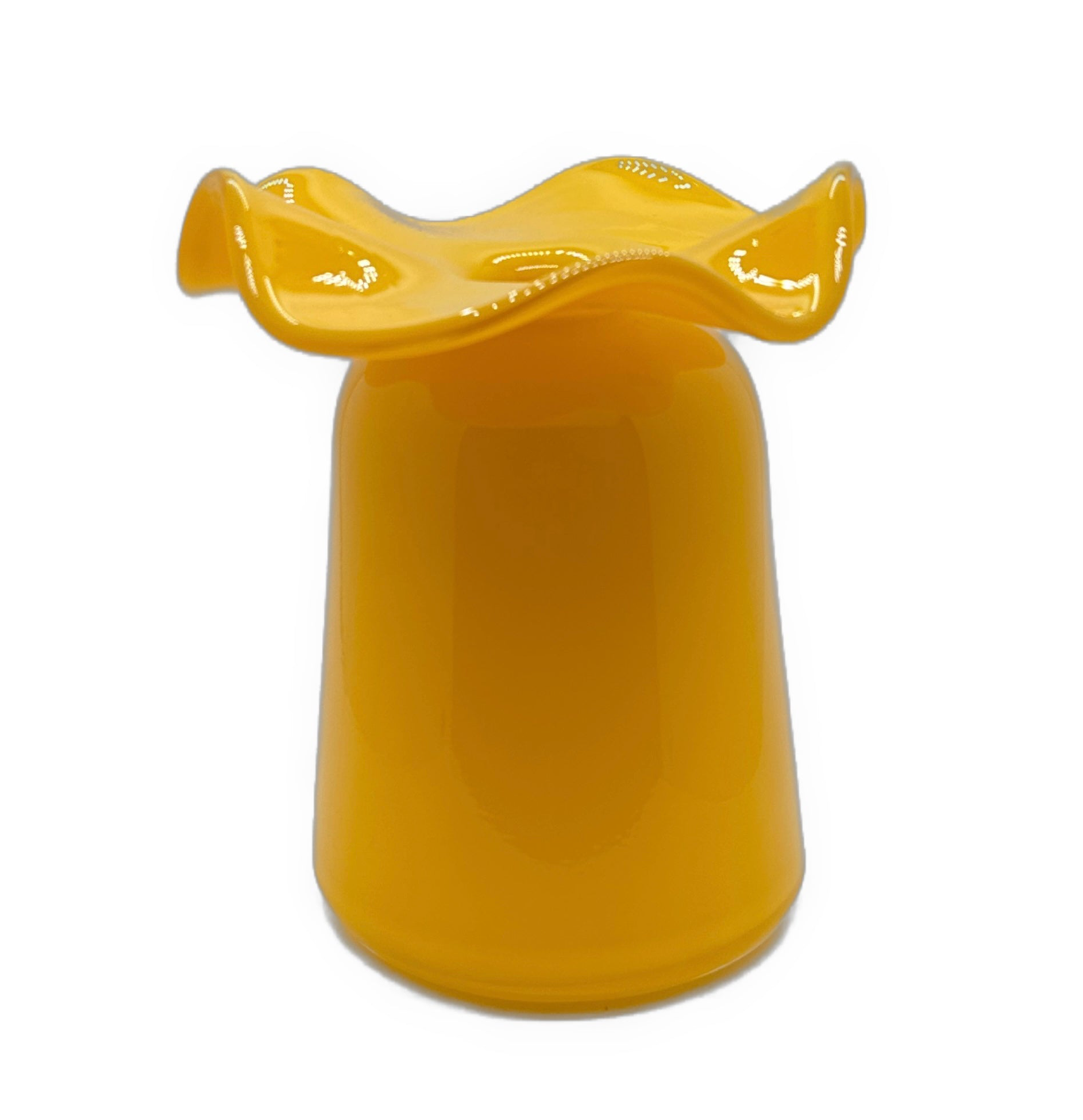 Jumbo Ruffle Handblown Glass Vase, Yellow