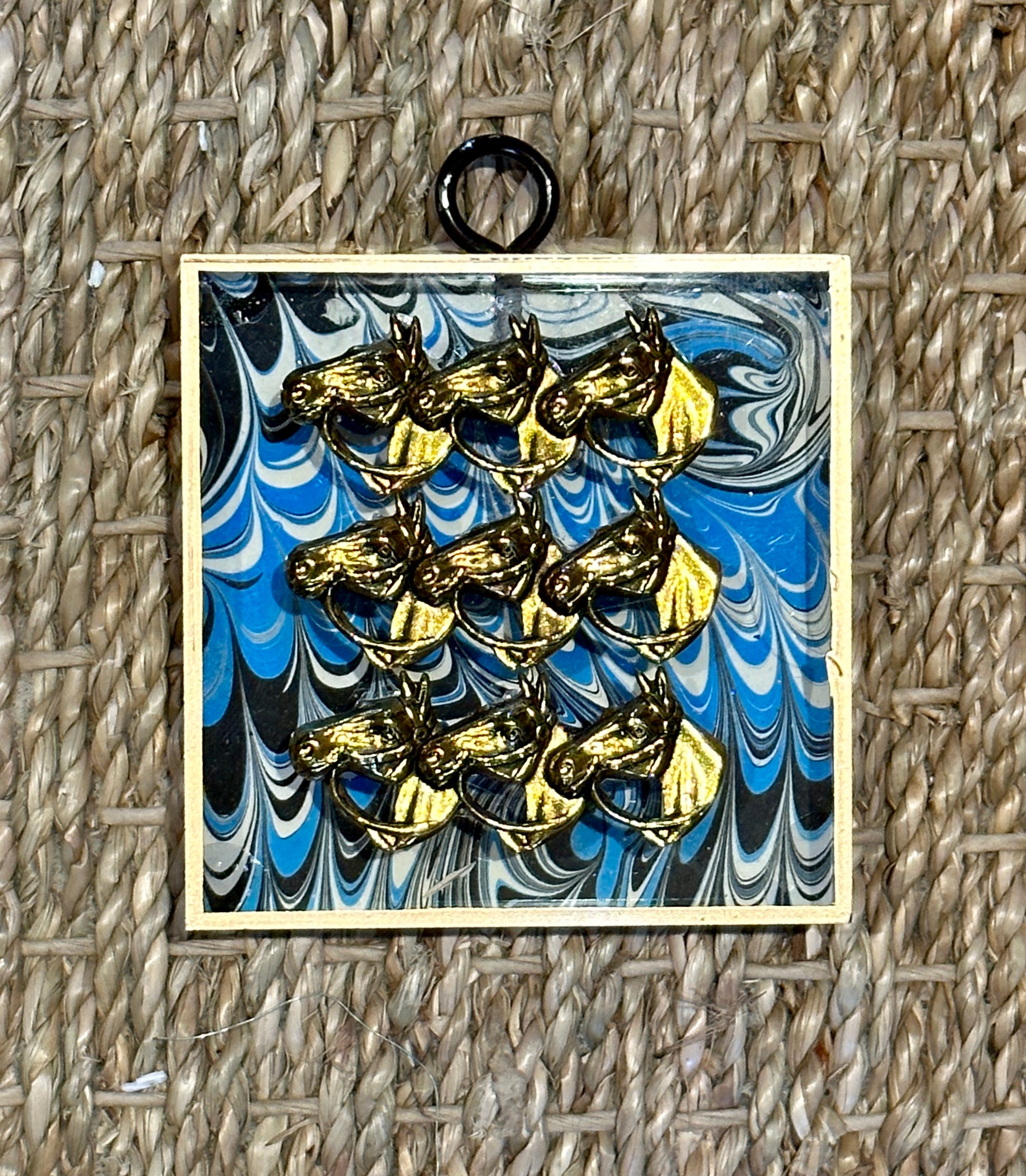 Museum Bee, Marbled Paper Backed Acrylic Frame with Horse