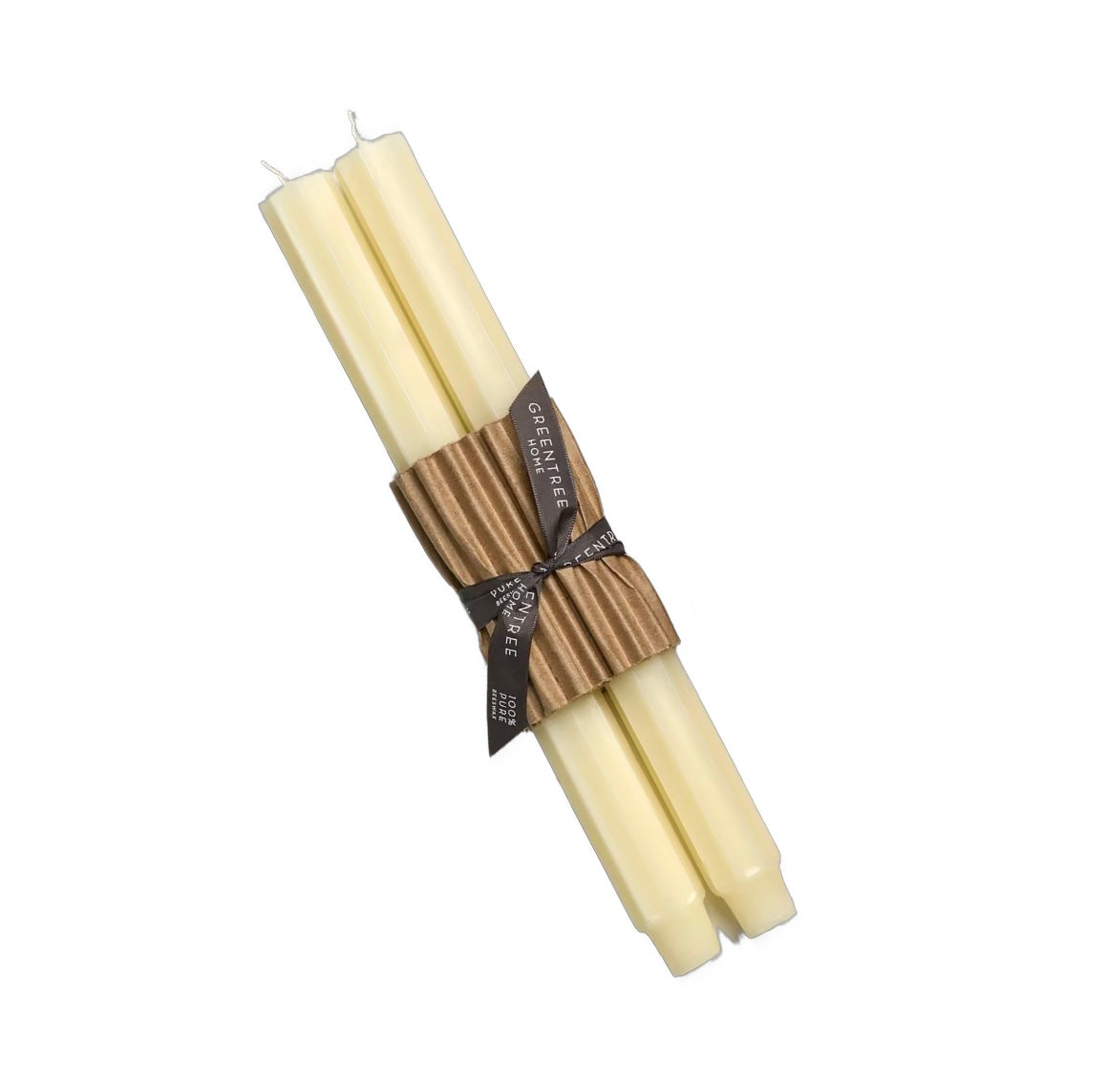 12" Cream Fluted Church Taper Candles, Pair