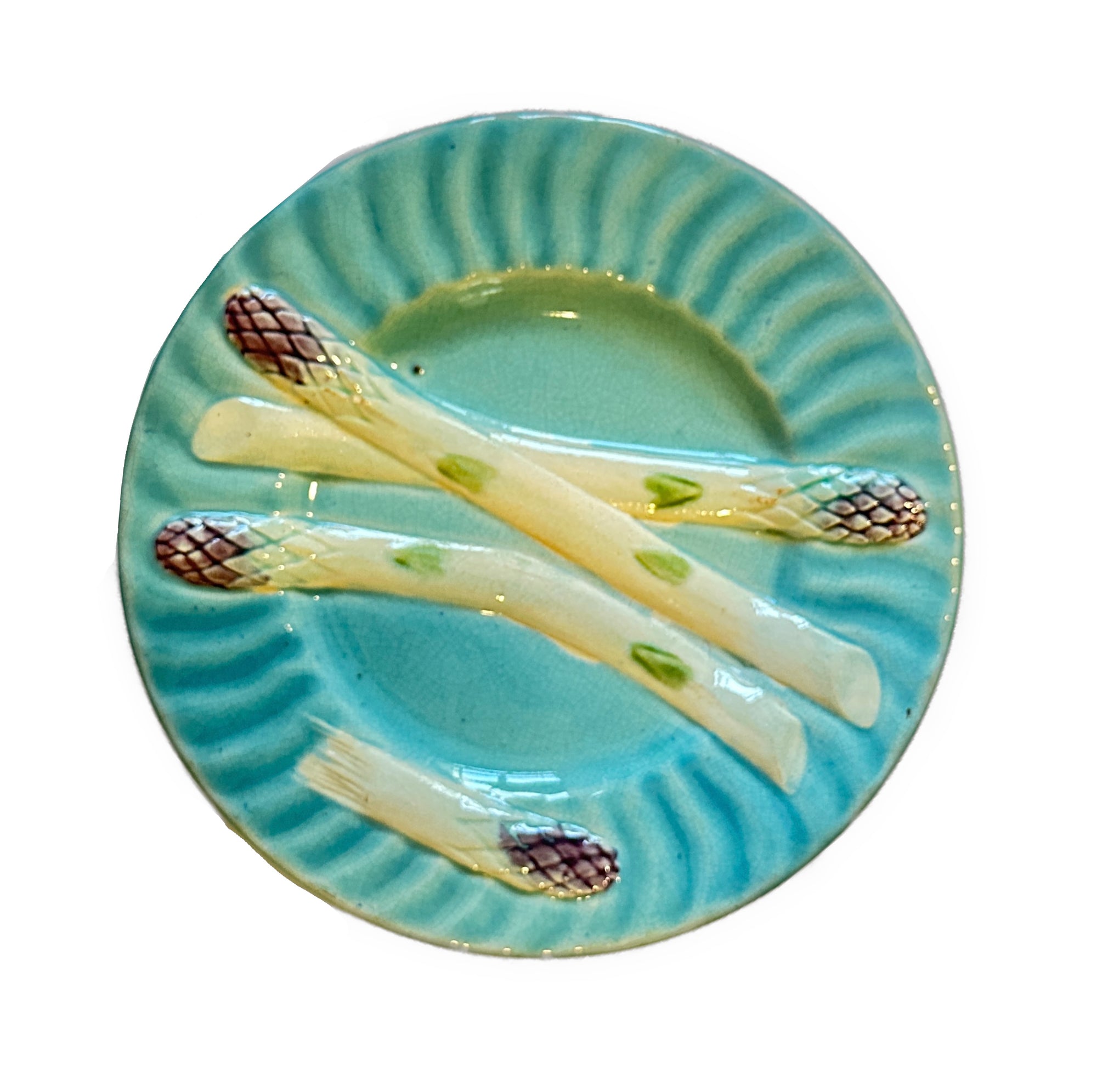 Antique Barbotine Asparagus Plate