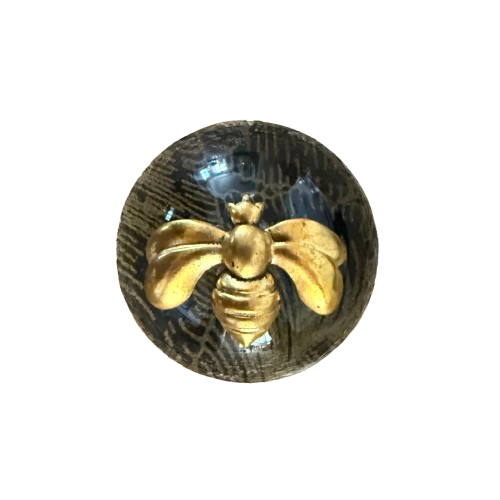 Museum Bee, Acrylic Dome Frame with Deco Bee on Marbled Paper