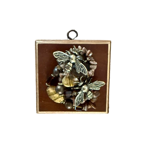 Museum Bee, Wooden Frame with Bees on Necklace