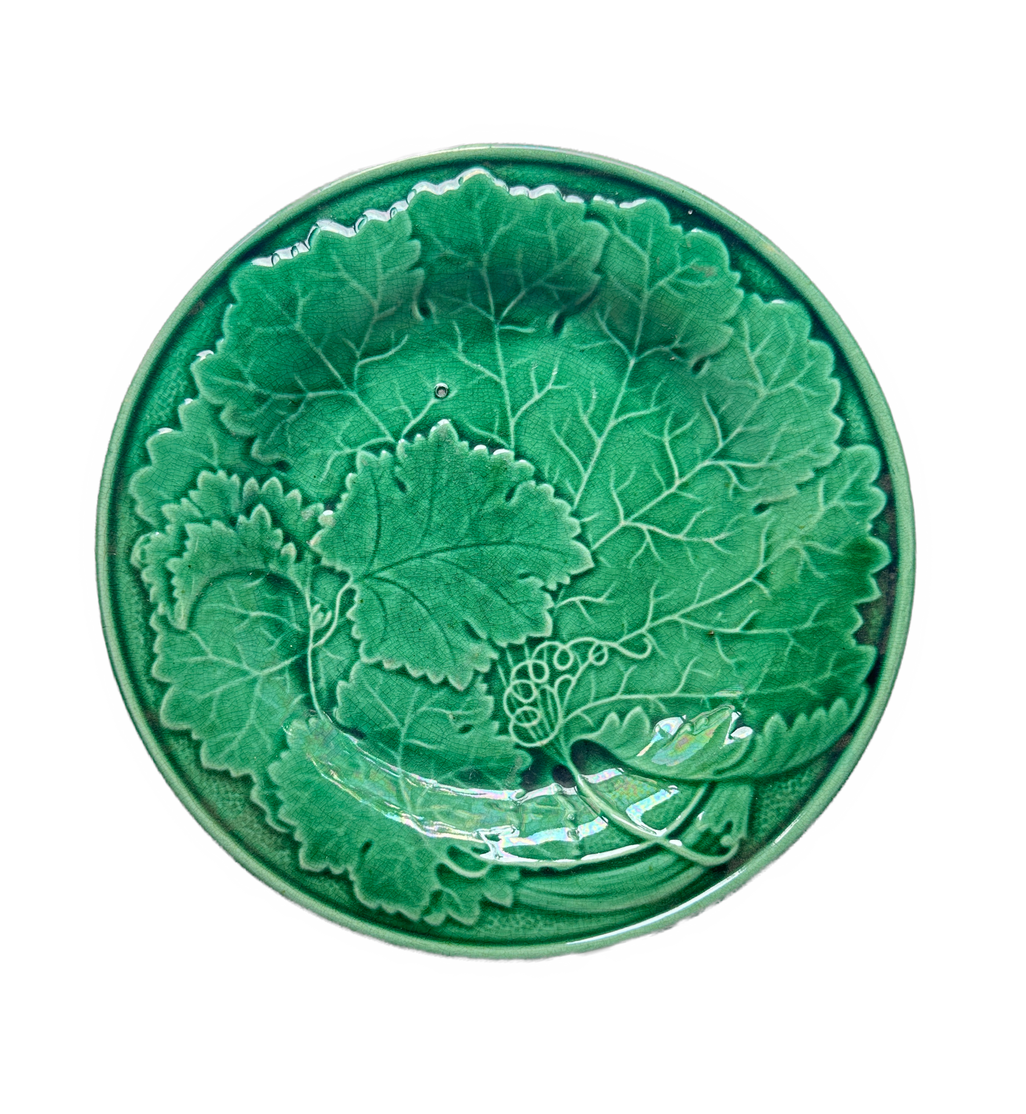 Antique Majolica Cabbage Leaf Plate