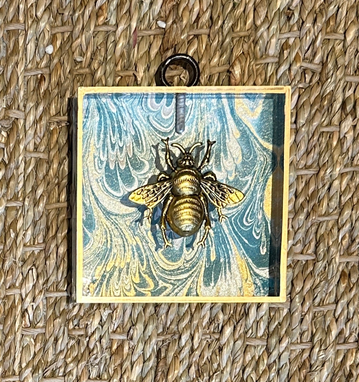 Museum Bee, Acrylic Frame with Grande Bee on Marbled Paper