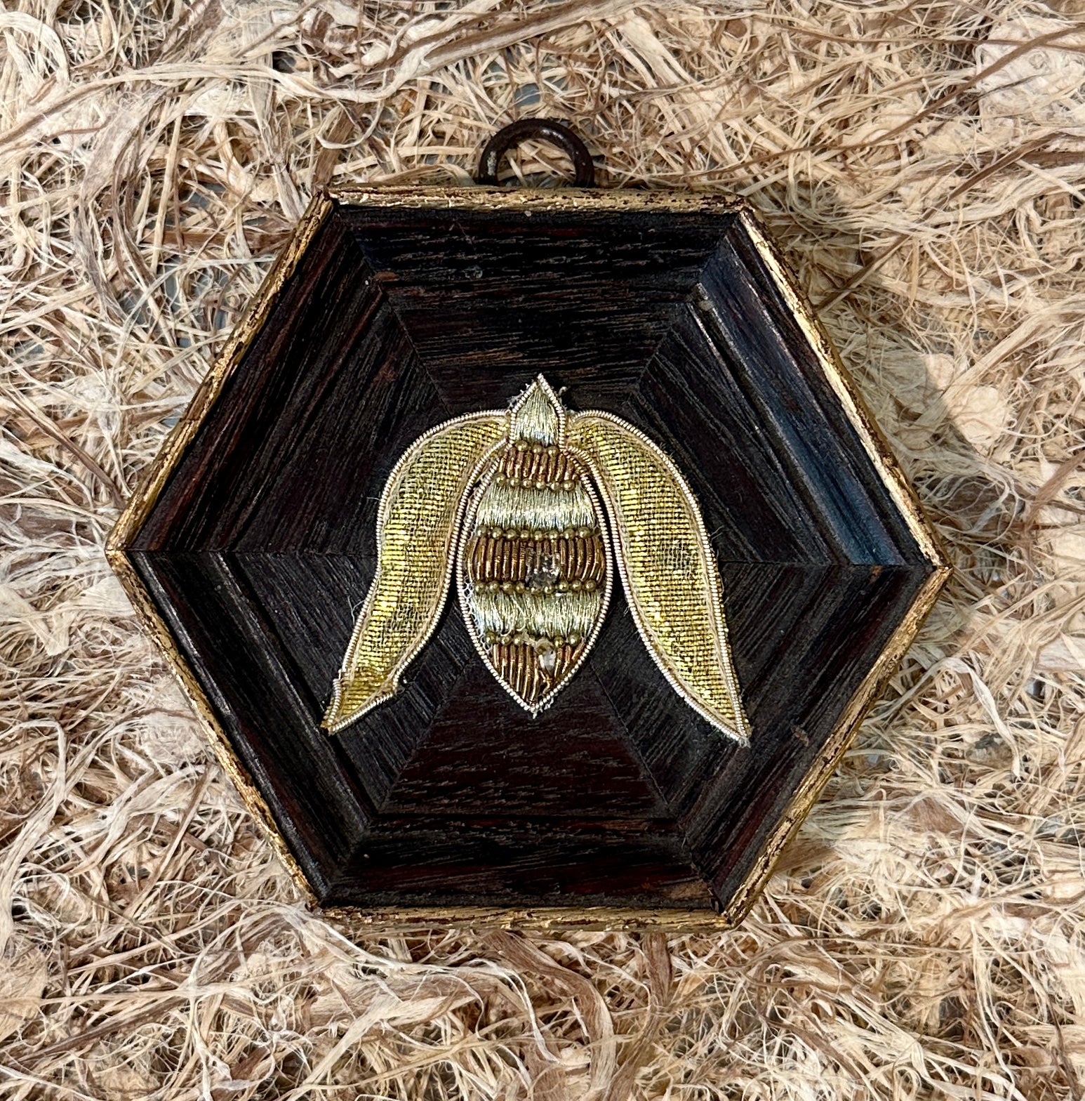 Museum Bee, Wooden Frame with Fabric Bee