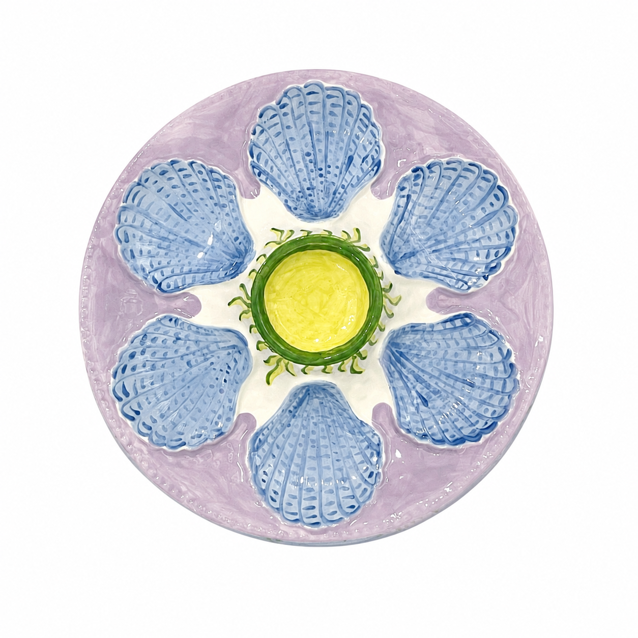 Hand-Painted Oyster Plate, Sally Lavender