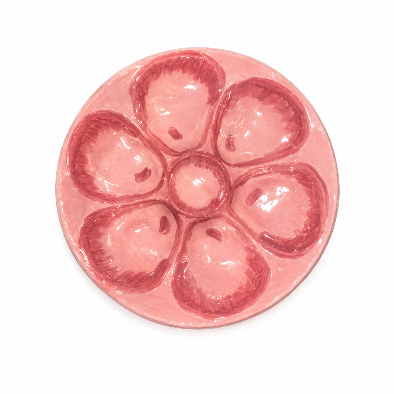 Hand-Painted Oyster Plate, Coral Pink
