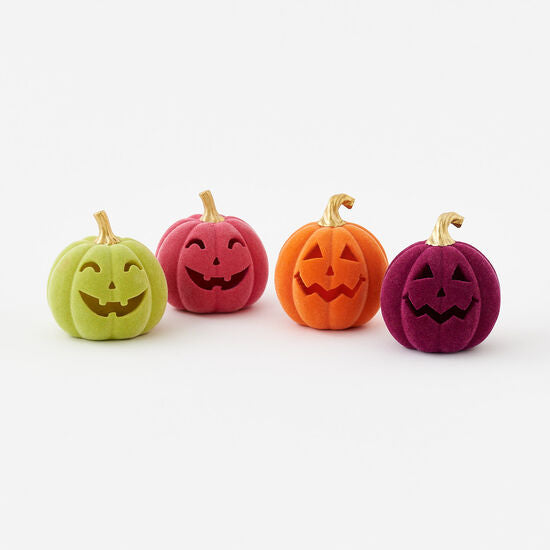 Flocked Jack-O-Lantern, 4.5", Multiple Colors