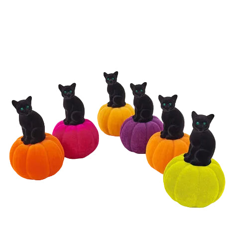 Flocked Cat on Pumpkin, Multiple Colors