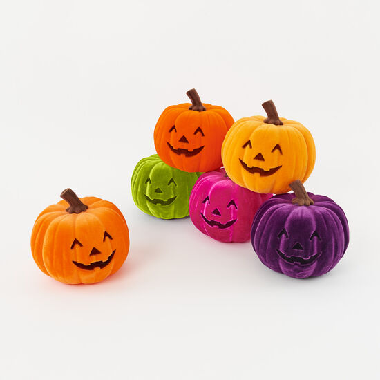 Flocked Jack-O-Lantern, 9", Multiple Colors