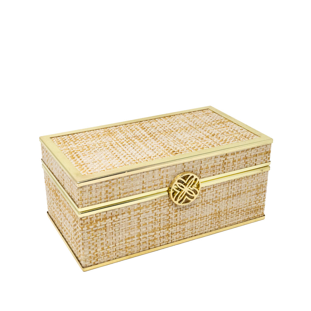 Lilly Pulitzer Jewelry Box, Gold Raffia