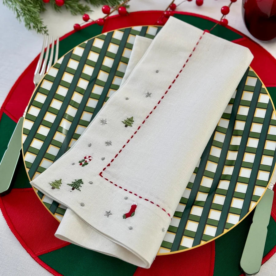 Jolly Days Embroidered Holiday Napkins, Set of 4
