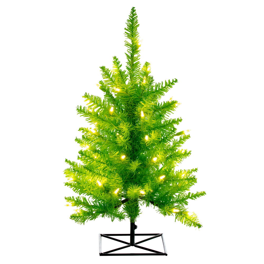 Lime Green Prelit Faux Christmas Tree, 3'H
