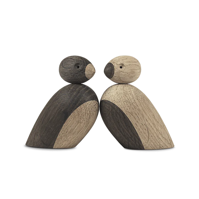 Pair of Oak & Smoked Oak Sparrows, Small