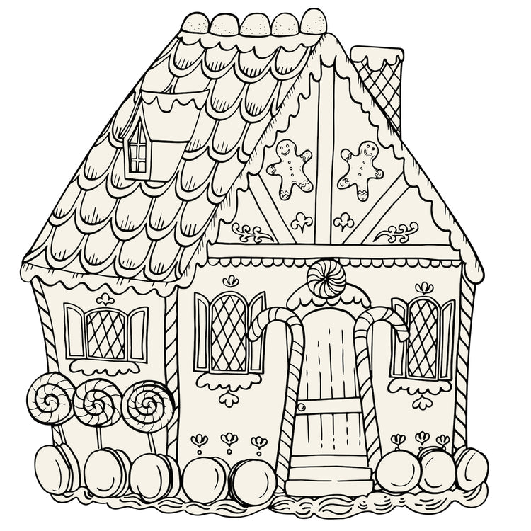 Die-cut Gingerbread House Coloring Placemat, Set of 12