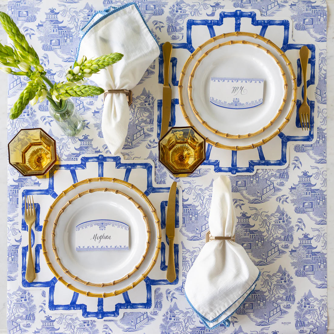 Die-cut Blue Bamboo Paper Placemats