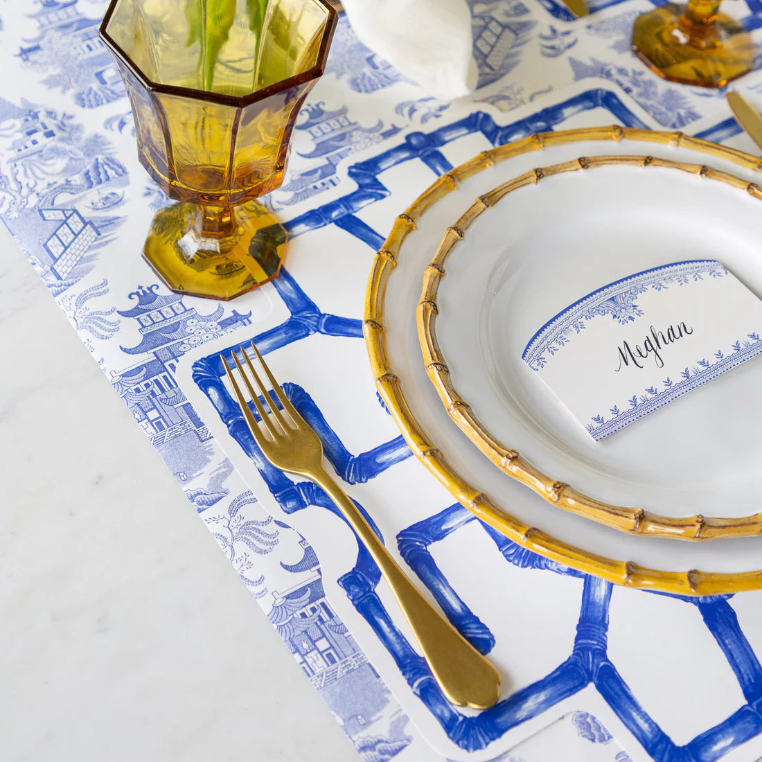 Die-cut Blue Bamboo Paper Placemats
