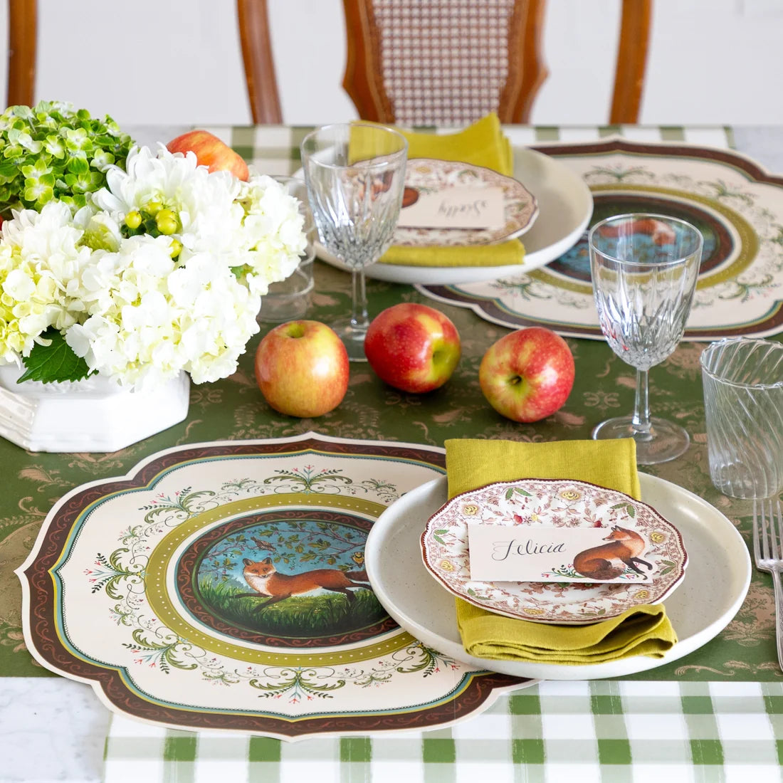 Hester & Cook Die-cut Fanciful Fox China Placemats