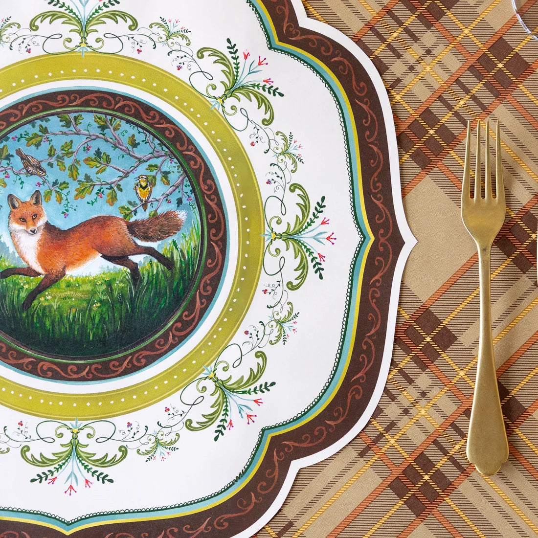 Hester & Cook Die-cut Fanciful Fox China Placemats