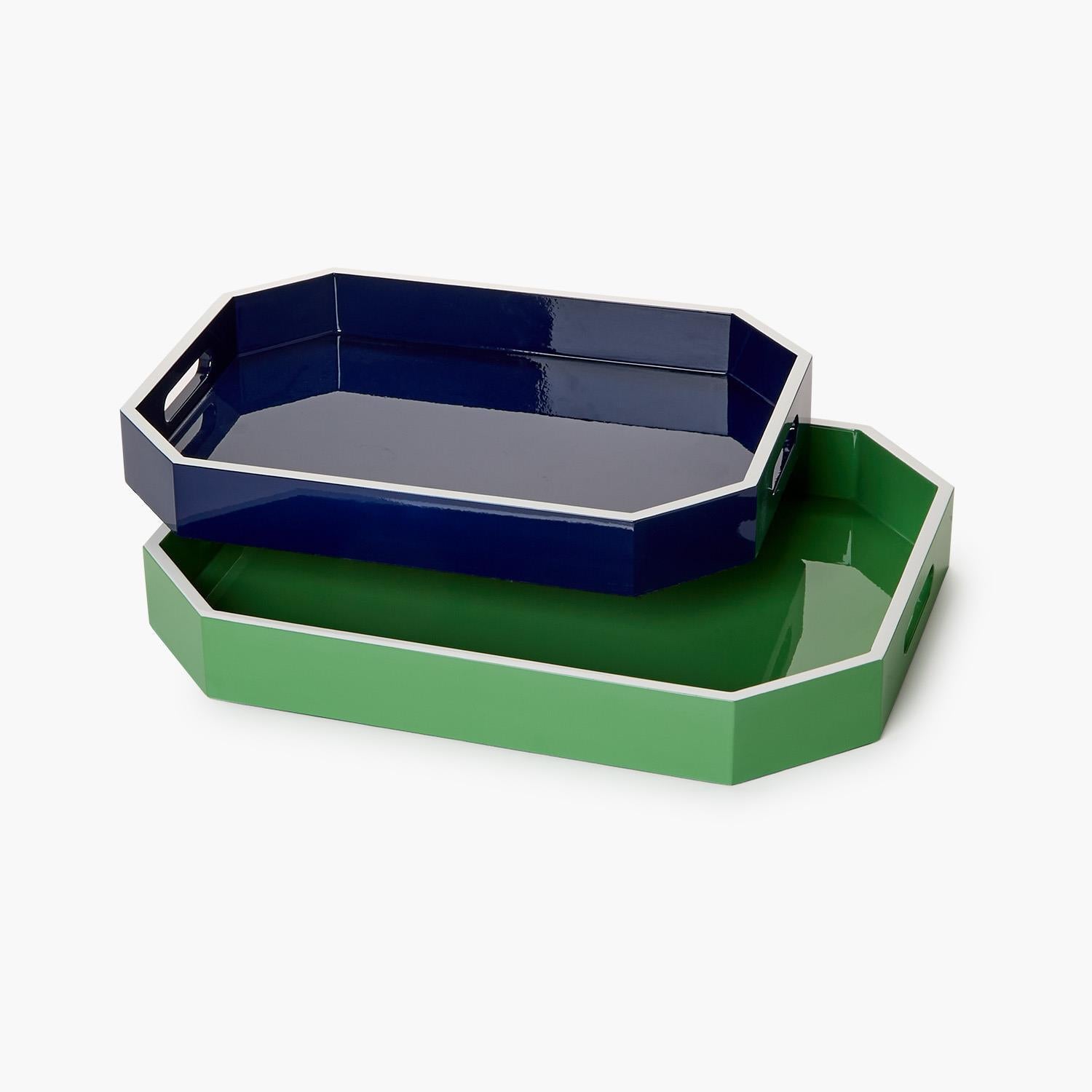 Ravelle Lacquer Tray, 15 3/4"L, Blue