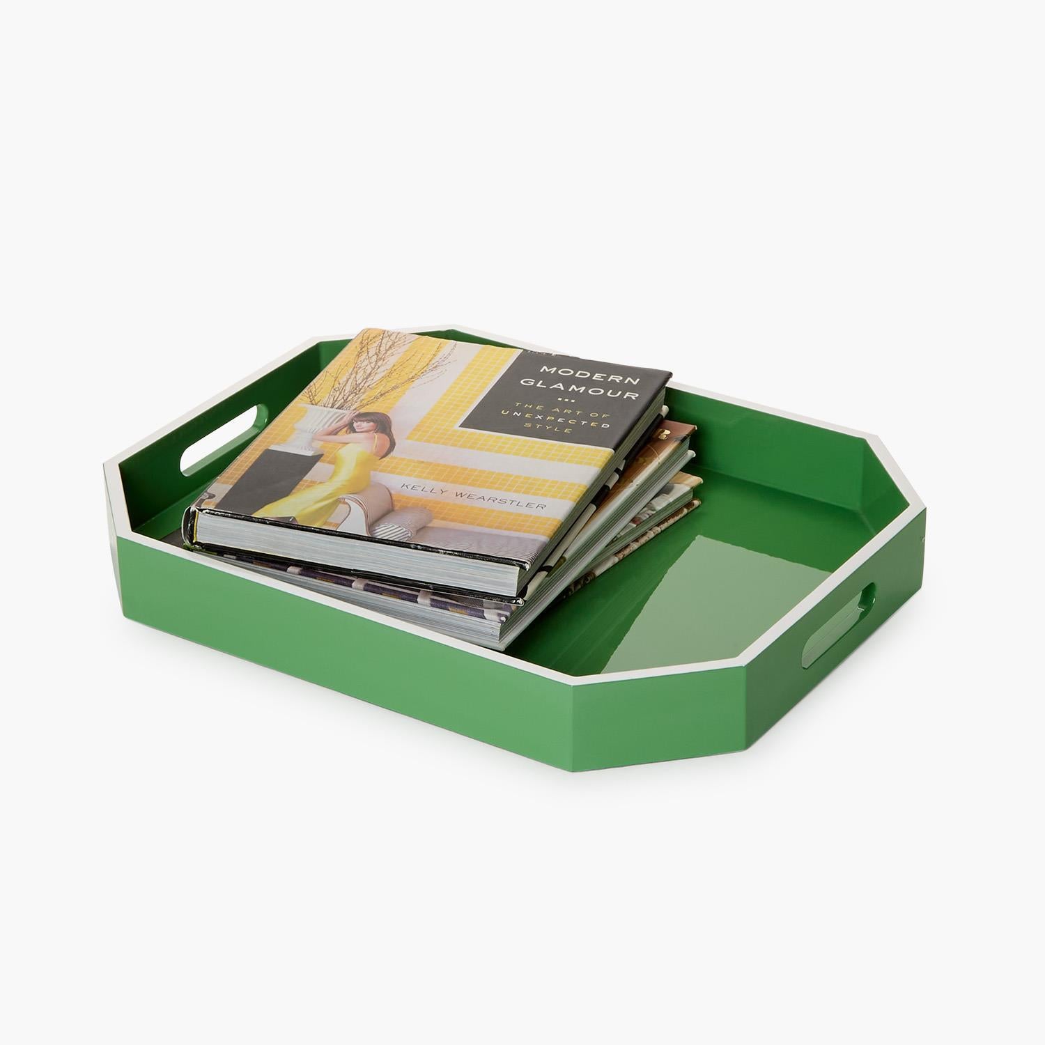 Ravelle Lacquer Tray, 17 3/4"L, Green
