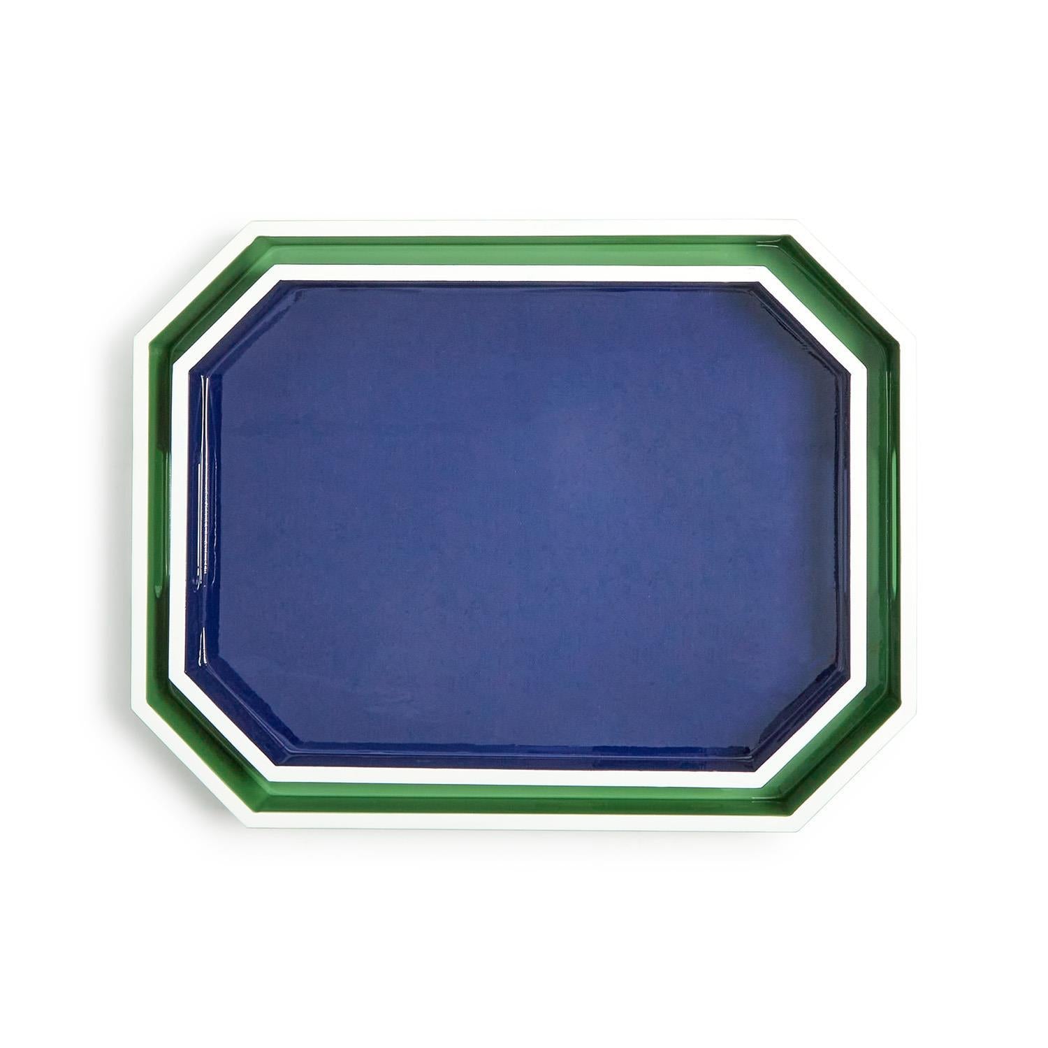 Ravelle Lacquer Tray, 15 3/4"L, Blue