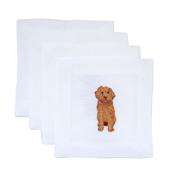 Cavapoo / Goldendoodle Embroidered Cocktail Napkins