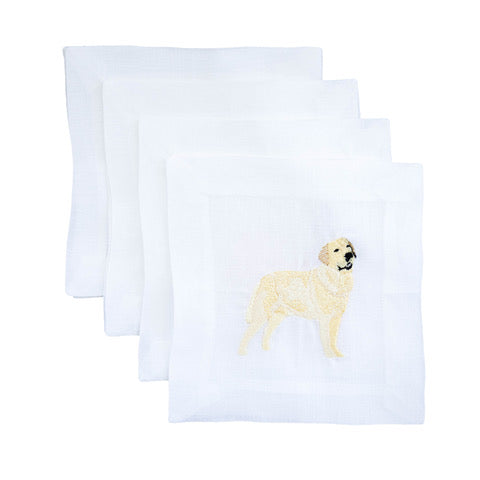 Yellow Lab Embroidered Cocktail Napkins