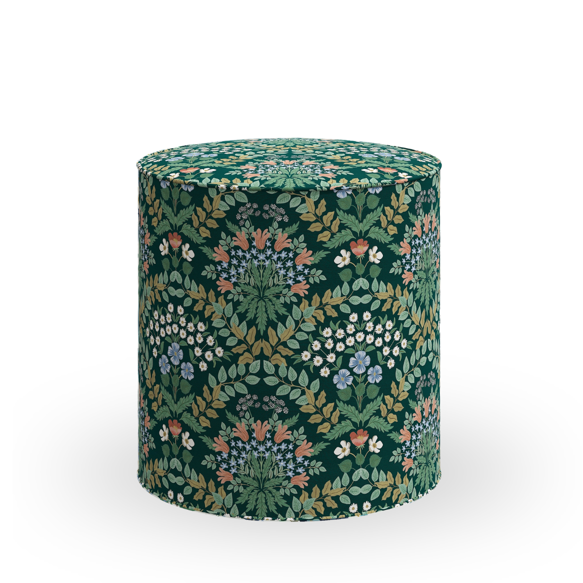 Lauren Round Ottoman, Bramble Emerald