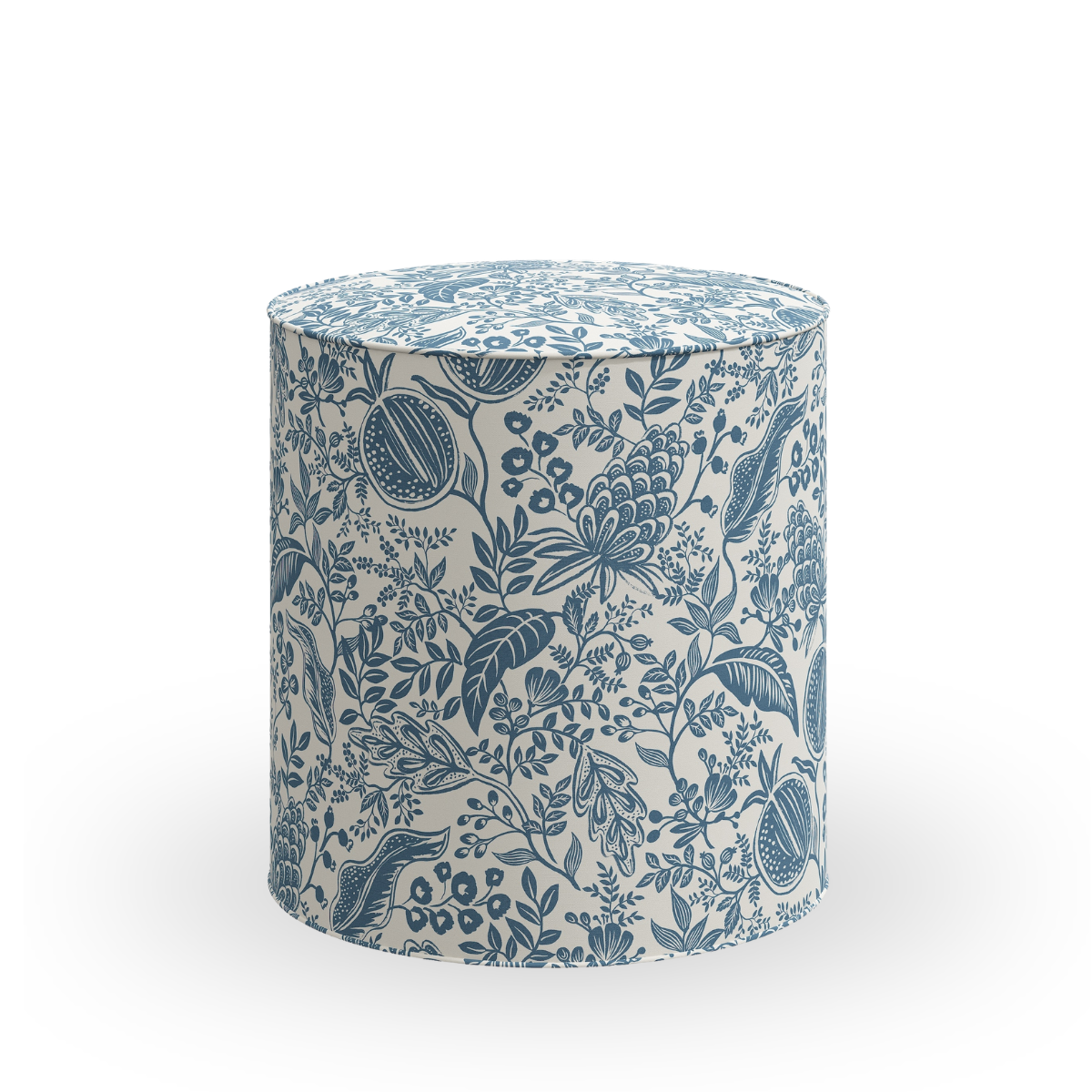 Lauren Round Ottoman, Pomegranate Blue