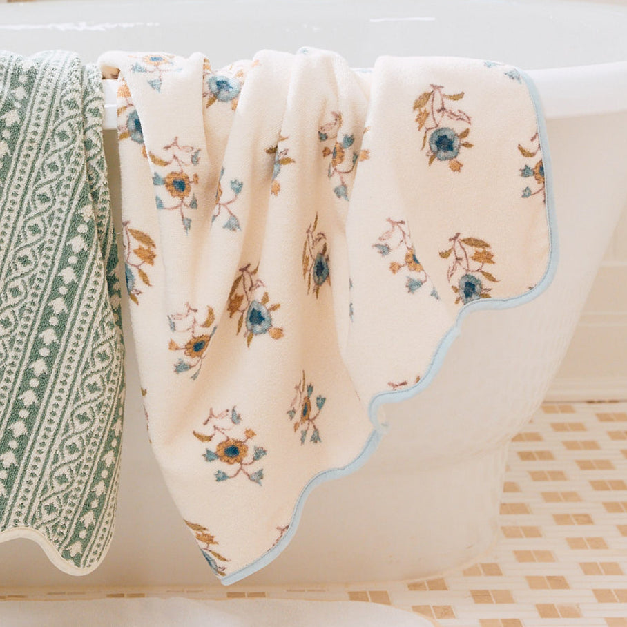 Leah O'Connell x Weezie Floral Scallop Bath Towel, Cora