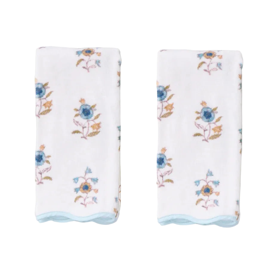 Leah O'Connell x Weezie Floral Scallop Hand Towel Pair, Cora