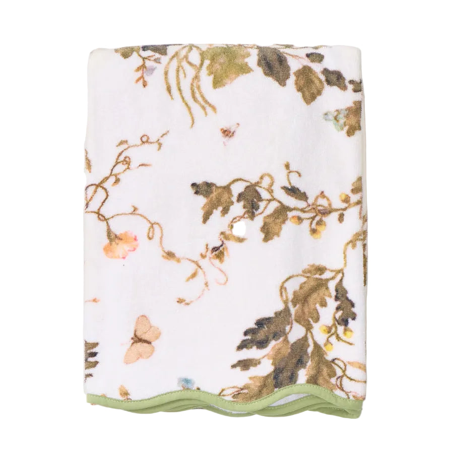 Leah O'Connell x Weezie Floral Scallop Bath Towel, Vivian Magnolia